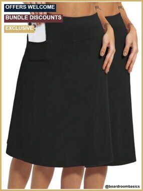 Women's Knee Length Skorts with Pockets Athletic Midi Running Skirt